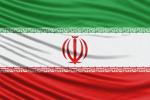Fala flagi Iranu z bliska, tło flagi narodowej