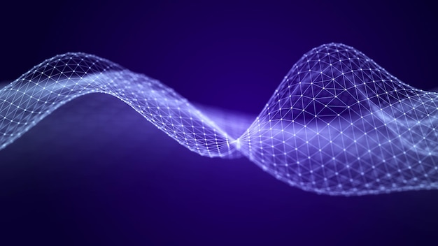 Fala futurystyczna Struktura połączenia sieciowego punktów i linii Koncepcja technologii Rendering 3D