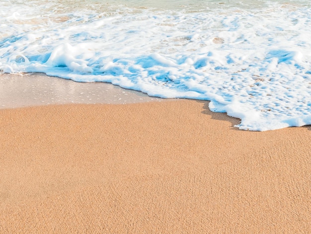 Fala na piaszczystej plaży w słoneczny dzień kopia przestrzeń