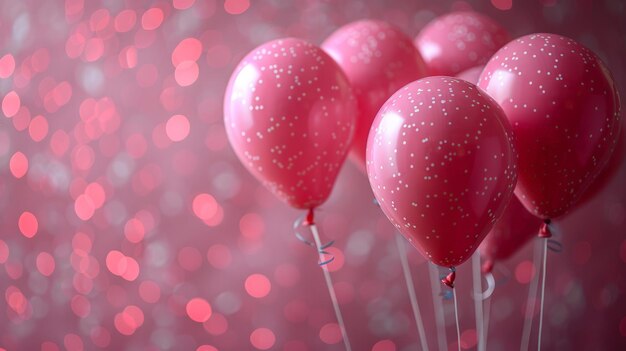 Fala różowych balonów na pałkach