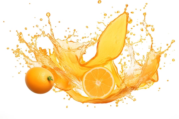 Fala soku pomarańczowego na białym tle