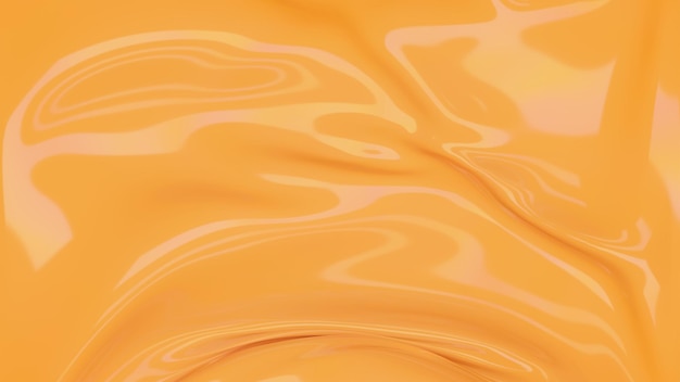 Fala szkła streszczenie pomarańczowym tle. Połyskujące tekstury renderowania 3d. Krystaliczna ciecz, błyszczące szkło