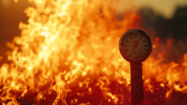 Fala upałów z ciepłym termometrem i pożarem Globalne ocieplenie i ekstremalny klimat Katastrofa środowiskowa