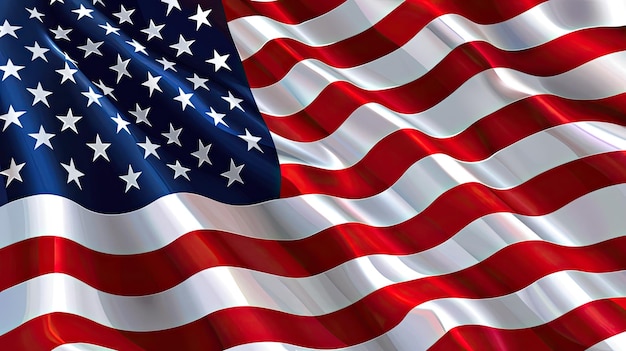 Falająca flaga Stanów Zjednoczonych Ameryki z gwiazdami na niebieskim kantonie i białymi pasami idealna
