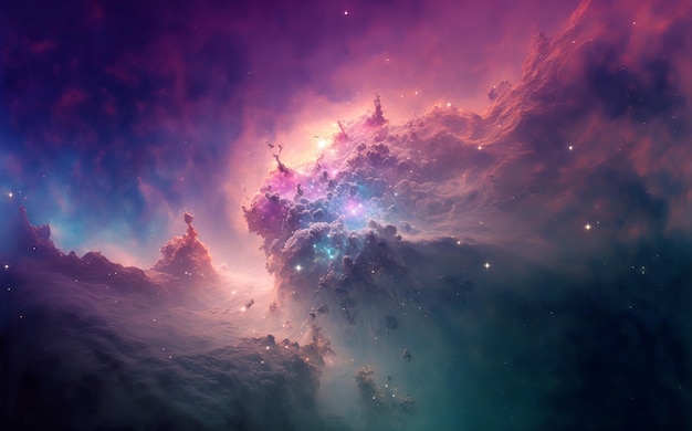 Fale mgławicy załamują się w gwiezdnej mgławicy emisyjnej gigantyczny obłok międzygwiazdowy w gwiazdozbiorze Strzelca Wyretuszowany obraz Elementy tego zdjęcia dostarczone przez NASA