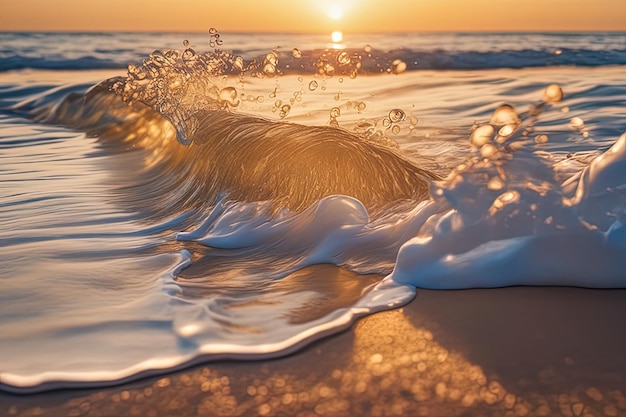 fale morskie na plażyfale morskie na plażyfala piany morskiej na plaży o zachodzie słońca