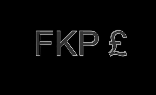Falklandy Funt lub symbol waluty FKP Falklandów wykonane z renderowania Glass 3d
