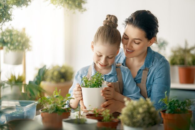 Zdjęcie family caring for plants