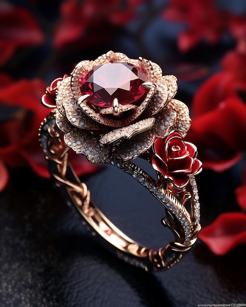 Fancy Flower Rings Rose Floral w stylu K