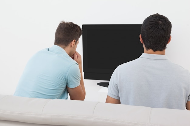 Fani piłki nożnej oglądają telewizję