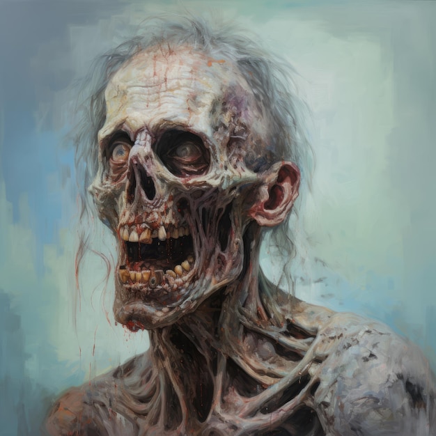 Zdjęcie fantastic grotesque hyperdetailed oil painting of a walking dead zombie