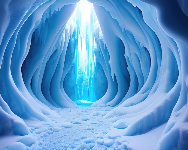 Fantastyczne jaskinie lodowatej abstrakcji w głębi