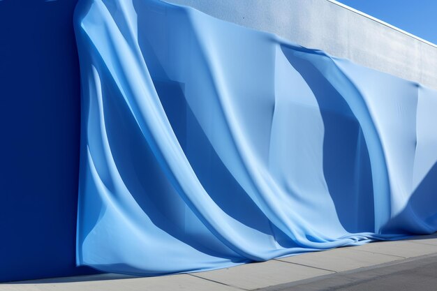 Fantastyczny tunel wykonany z niebieskiej tkaniny podobny do jaskini lodowej Generatywna sztuczna inteligencja