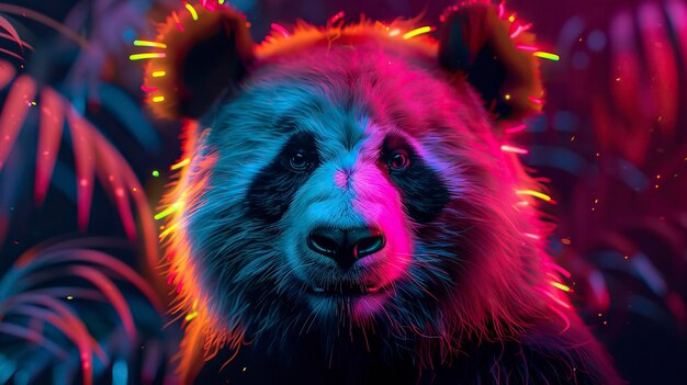 Fantasy abstrakcyjny neonowy niedźwiedź panda