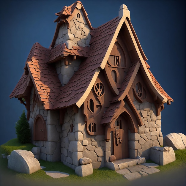 Fantasy House Model 3D do gier ai