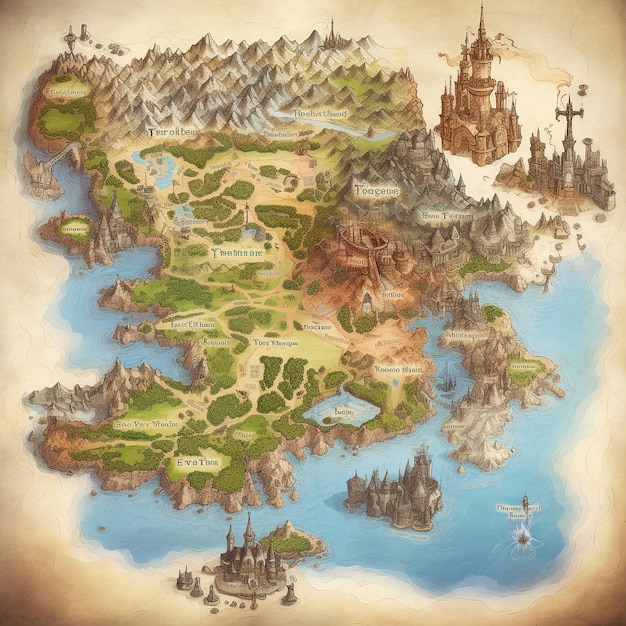 Fantasy koncepcyjna mapa przygody