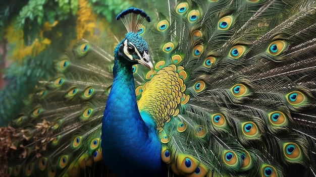 Fantasy Peacock Zbliżenie na piękno natury AI
