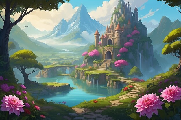 Fantasy Puzzle Game Concept Dahliafilled Landscapes