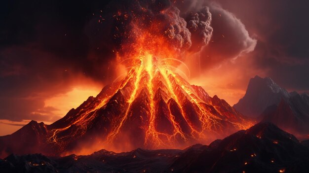 fantasy style vulcano erupting epic Generative Ai