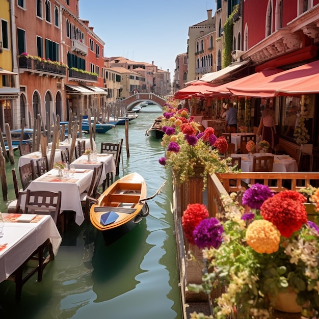 Fantazyjna pływająca restauracja w Wenecji we Włoszech