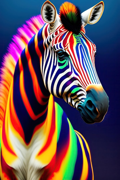 Fantazyjna zebra w kolorowe paski