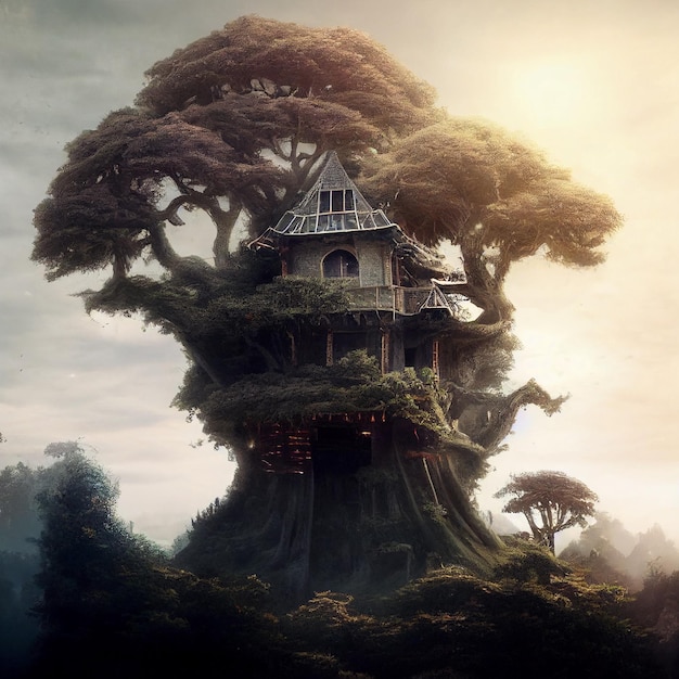 Fantazyjny dom na drzewie