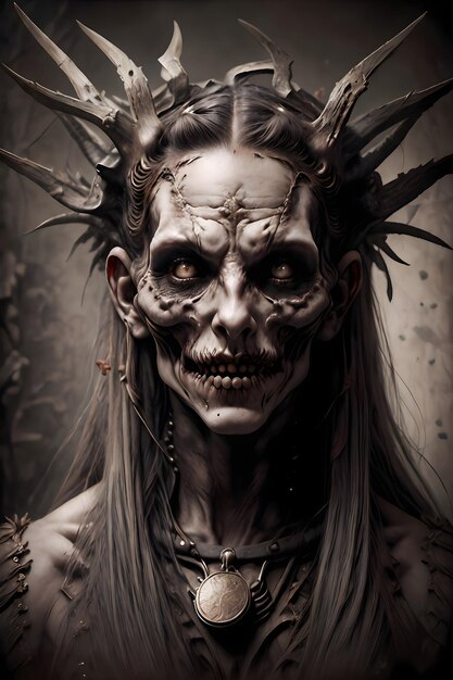 Zdjęcie fantazyjny portret nieumarłego zombie z motywem halloween
