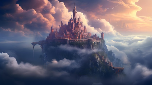 Fantazyjny zamek w chmurach