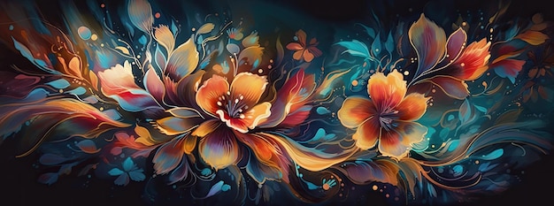 Farba akwarelowa rośliny abstrakcyjna tekstura złoty element moda i sztuka tło kwiaty i róże