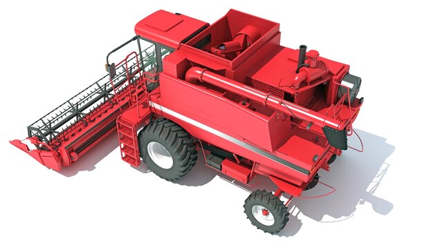 Zdjęcie farm combine harvester d rendering na białym tle