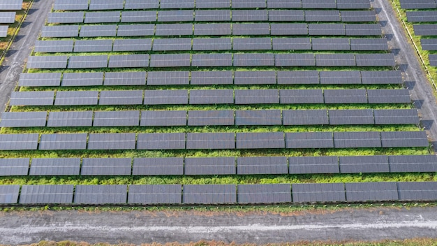 Farma Słoneczna Z Widoku Dronatechnologia Zielonej Energii
