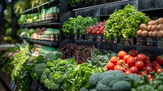 Zdjęcie farma wewnętrzna zainstalowana w sklepie spożywczym