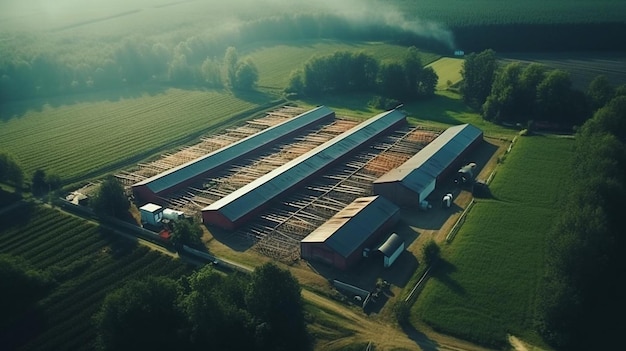 Zdjęcie farma z polem i farmą na tle