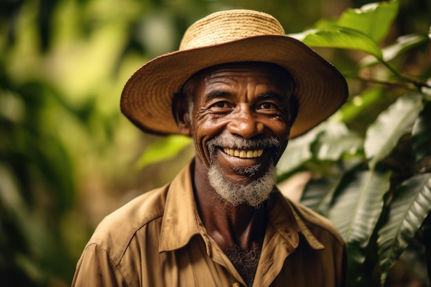 Farmer na plantacji kawy arabica AI Generative