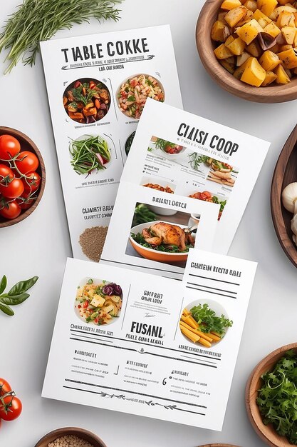 Zdjęcie farmtotable cooking class recipe cards signage mockup z pustą białą pustą przestrzenią do umieszczenia projektu