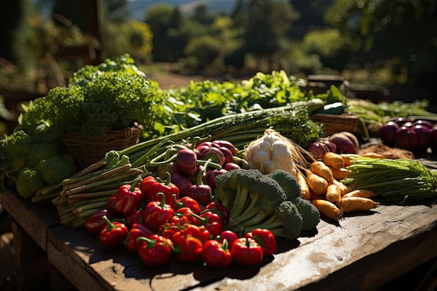 Zdjęcie farmtotable szefy świeżych produktów w akcji i rynki ekologiczne