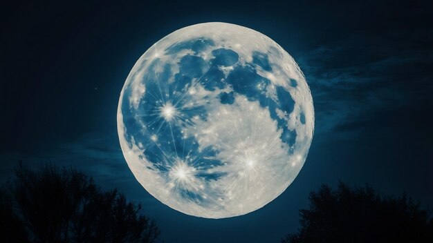 Fascynująca i piękna pełnia księżyca świecąca w ciemności świetna na tapety