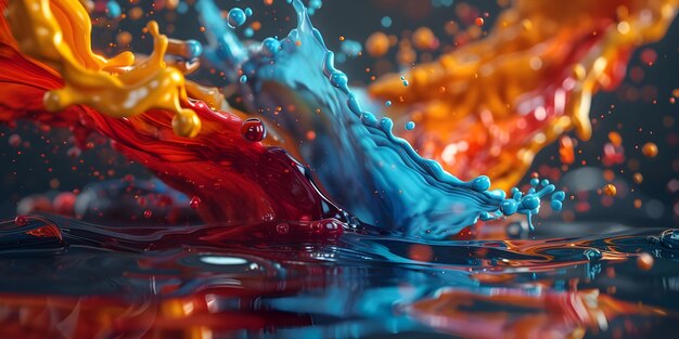 Fascynujące kolory akrylowe w wodzie Żywy kolor akrylowy mieszający się w wodzie Ai generowany