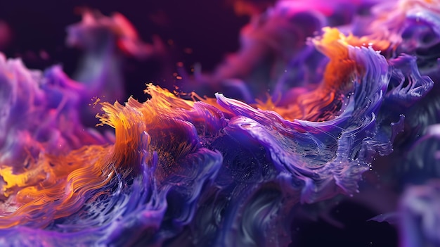 Fascynujący abstrakcyjny rendering 3D prezentujący wybuch żywych kolorów i unikalnych kształtów