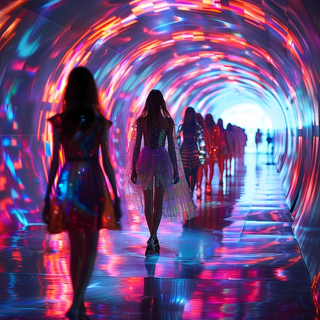 Fashion Forward Runway Show pod neonowymi światłami