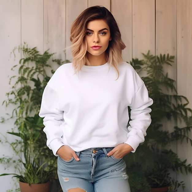 Fashion Gildan Sweatshirt Mockup Fotorealistyczne Ubrania Wynajem