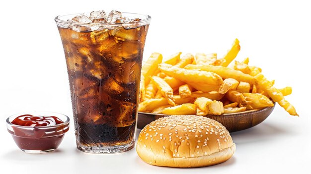 Zdjęcie fast food cola izolowana na białym