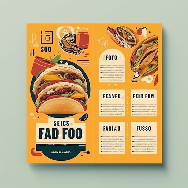 Zdjęcie fast food flyer plakat broszura broszura okładka szablon układu projektu w formacie a4 ai generated