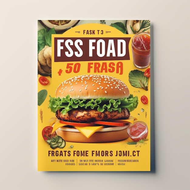 Fast food Flyer plakat broszura broszura okładka szablon układu projektu w formacie A4 Ai Generated