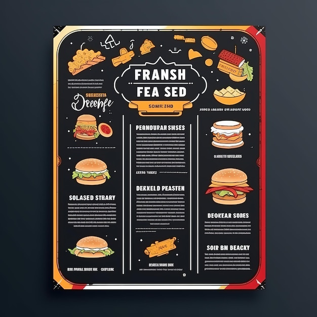 Fast food Flyer poster pamflet broszura okładka projekt układ szablon w rozmiarze A4 Ai Generated