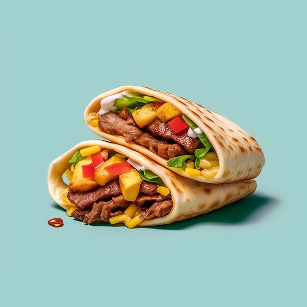 Zdjęcie fast food smażony kurczak shawarma taco hamburger