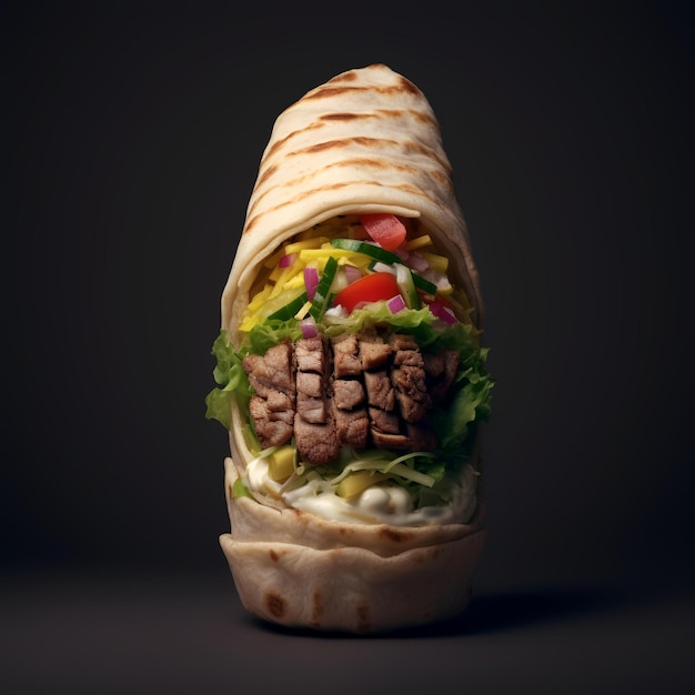 Zdjęcie fast food smażony kurczak shawarma taco hamburger