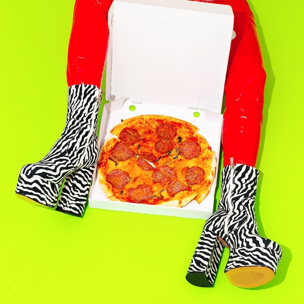 Fast Foot kreatywna sztuka minimalna Koncepcja Pizza Lover Projektowanie żywności porno