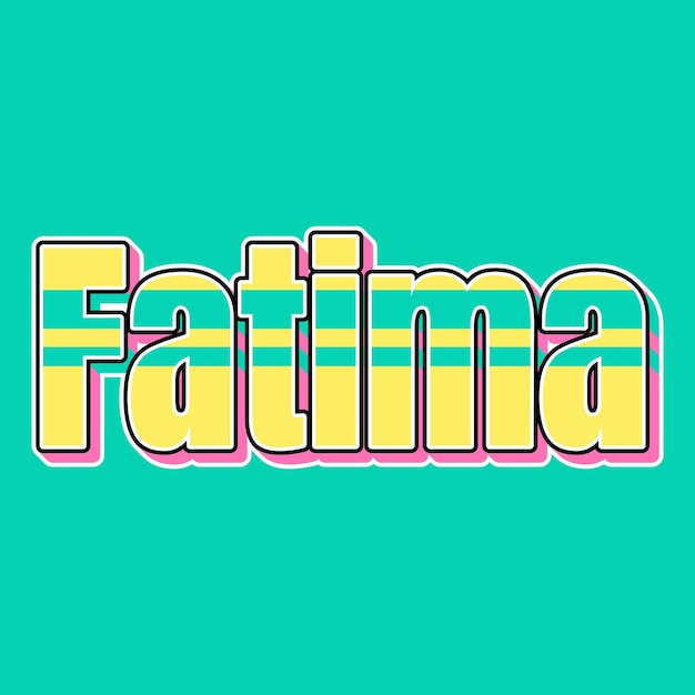 Fatima Typography Vintage 90s 3d design żółty różowy tekst tło zdjęcie jpg