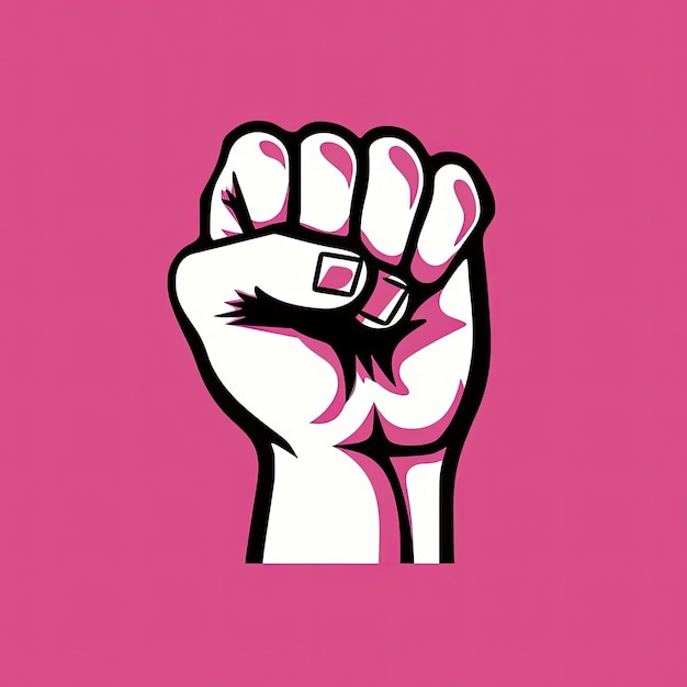 Feministyczny Symbol, Który Ma Pięść W Stylu Jasnobiałej I Magenta Generative Ai